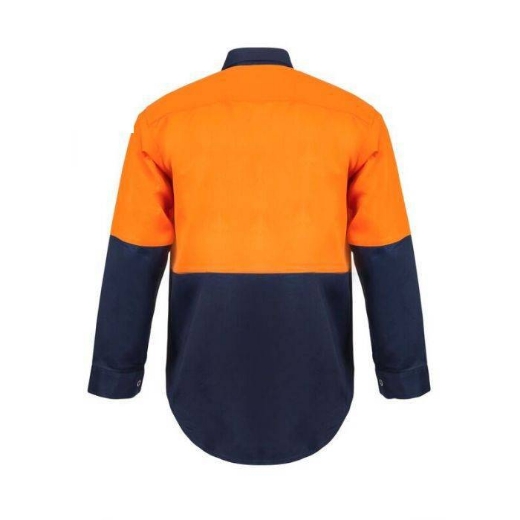 Picture of WorkCraft, Hi Vis Two Tone Long Sleeve Cotton Drill Shirt W Press Studs
